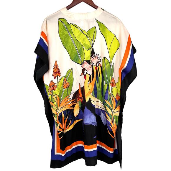 NEW NWT $99 CHICO'S Medium 0/1 Tropical Wearable Art Kimono Shirt Top Beach - Picture 9 of 9